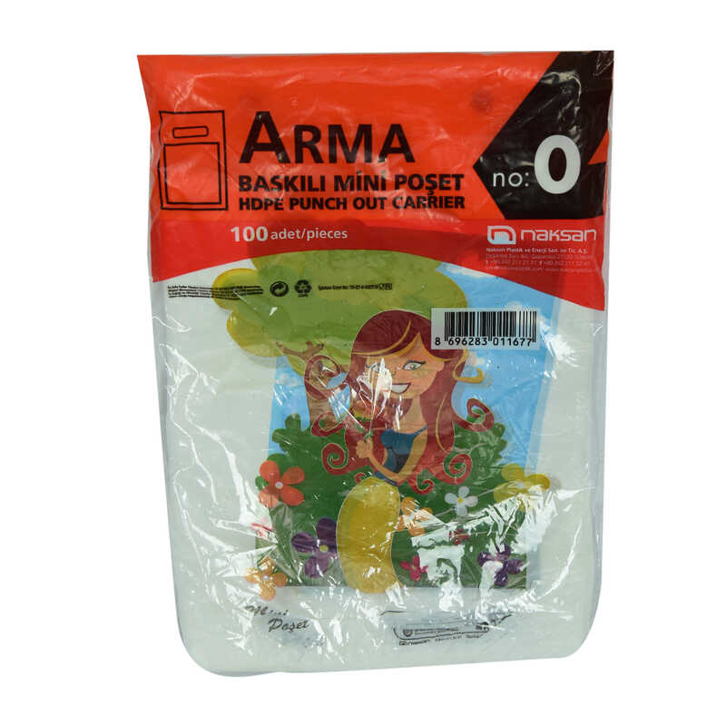 CLZ214 Arma Baskılı Mini Poşet Eczane Mağaza Dükkan Poşeti Karma Desen Renk 32X20 Cm 100 Adet No:0