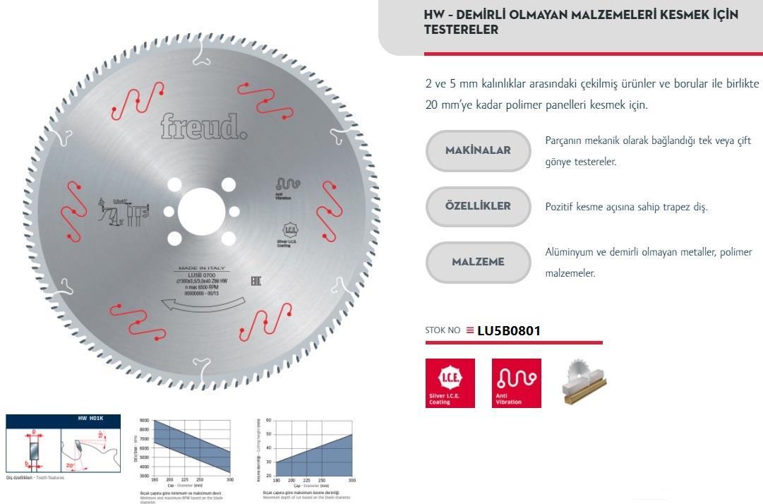 CLZ202 FreudLU5B 0801 300X30X3,0 mm Alümimyum Testere 96 Diş