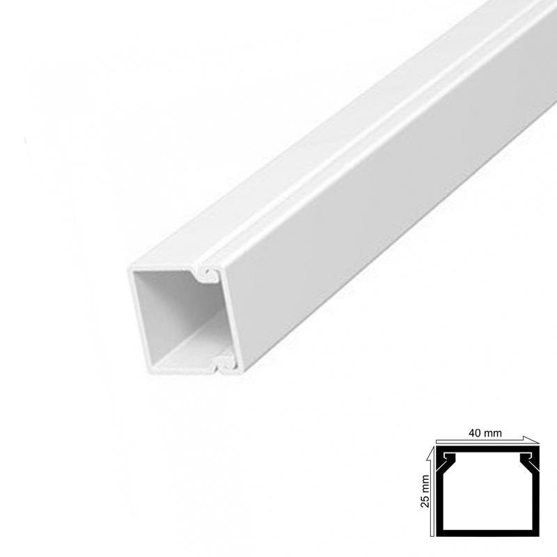 CLZ202 Kablo Kanalı 40x25 mm 2 Metre Yapışkan Bantlı 4 Adet